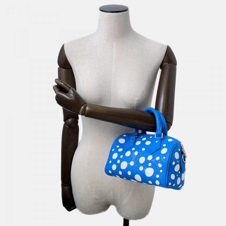 Pre Owned Louis Vuitton Lvxyk Speedy Bandouliere Blue Monogram Empreinte Leather Size 20