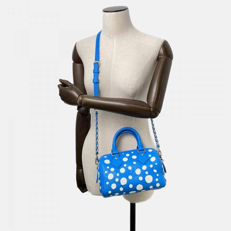 Pre Owned Louis Vuitton Lvxyk Speedy Bandouliere Blue Monogram Empreinte Leather Size 20