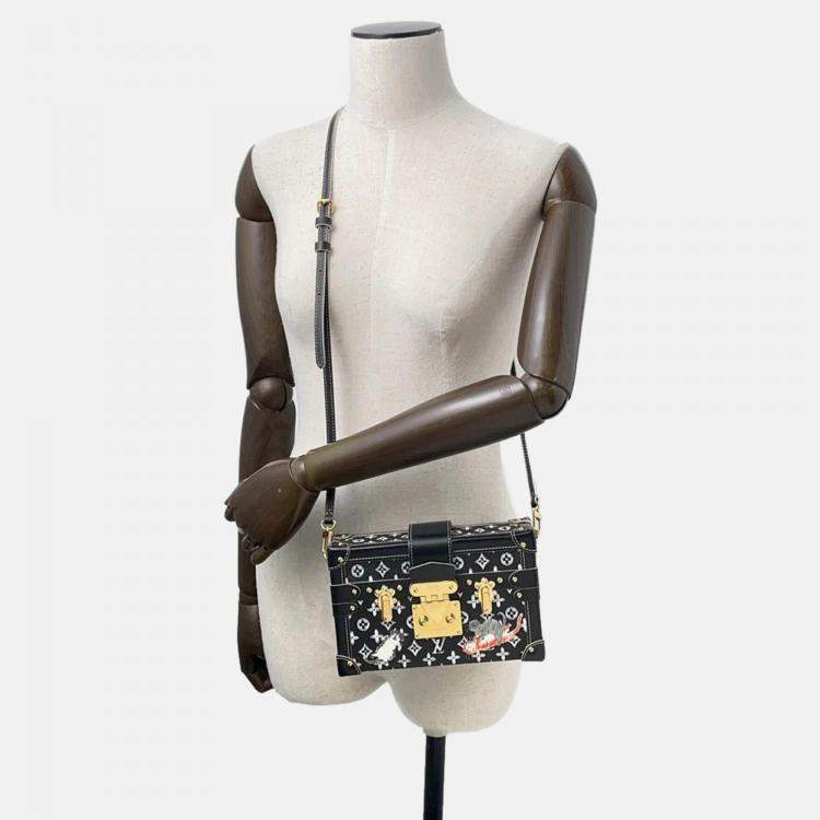 Pre Owned Louis Vuitton Monogram Catogram Petite Malle Noir Monogram