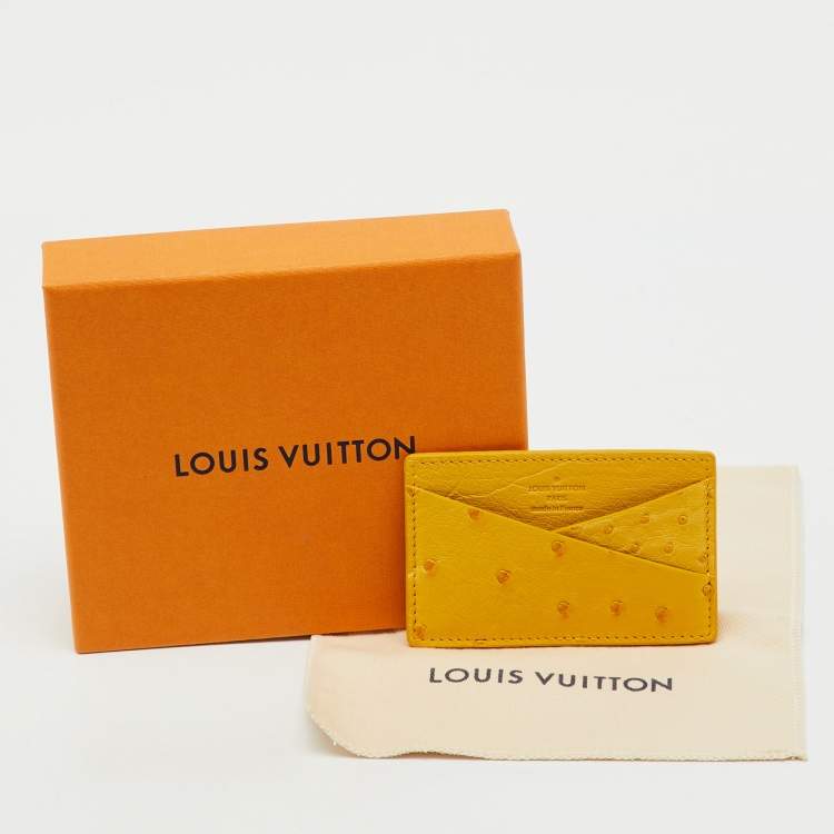 Pre Owned Louis Vuitton Yellow Ostrich Leather Card Holder