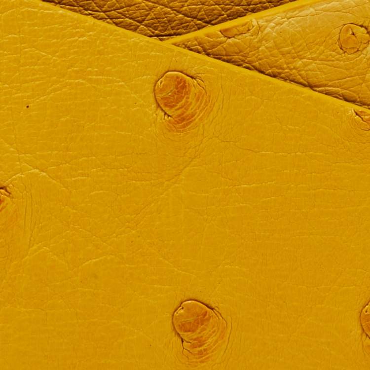 Pre Owned Louis Vuitton Yellow Ostrich Leather Card Holder