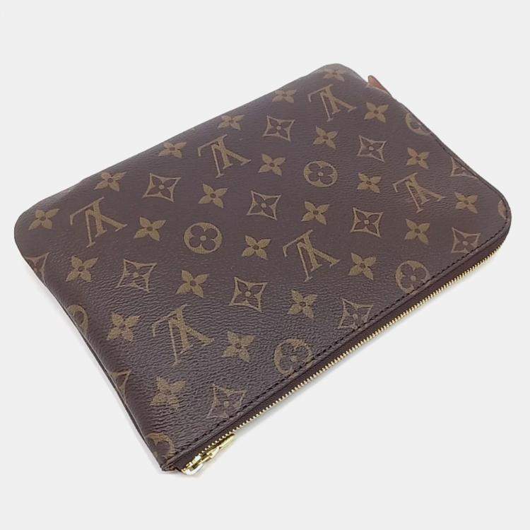Pre Owned Louis Vuitton Brown Coated Canvas Monogram Etu Voyage PM