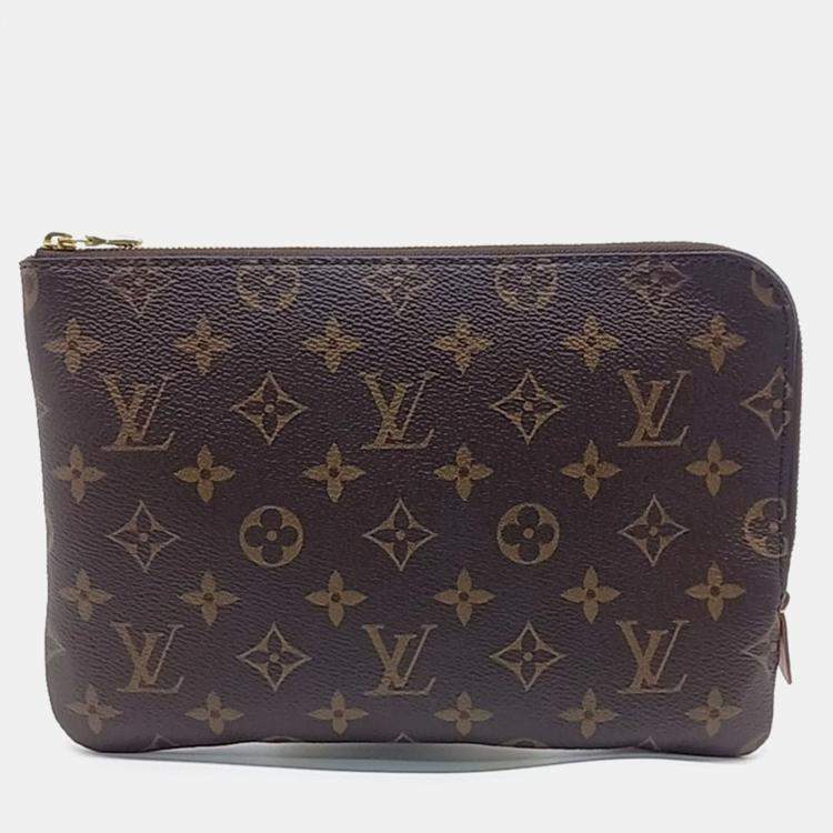 Pre Owned Louis Vuitton Brown Coated Canvas Monogram Etu Voyage PM