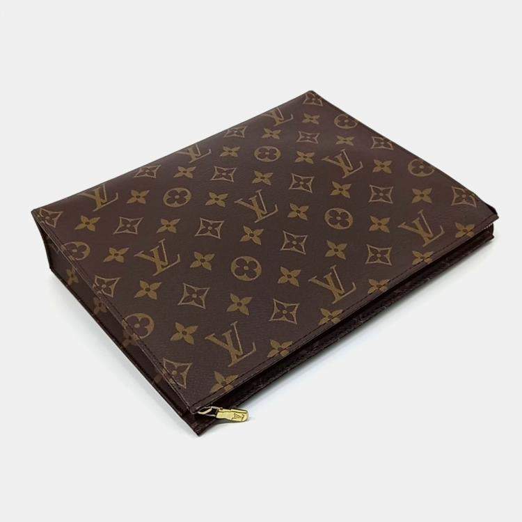 Pre Owned Louis Vuitton Brown Coated Canvas Monogram Pochette Toilette