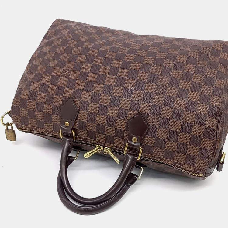 Pre Owned Louis Vuitton Brown Coated Canvas Damier Bandouliere Speedy 35