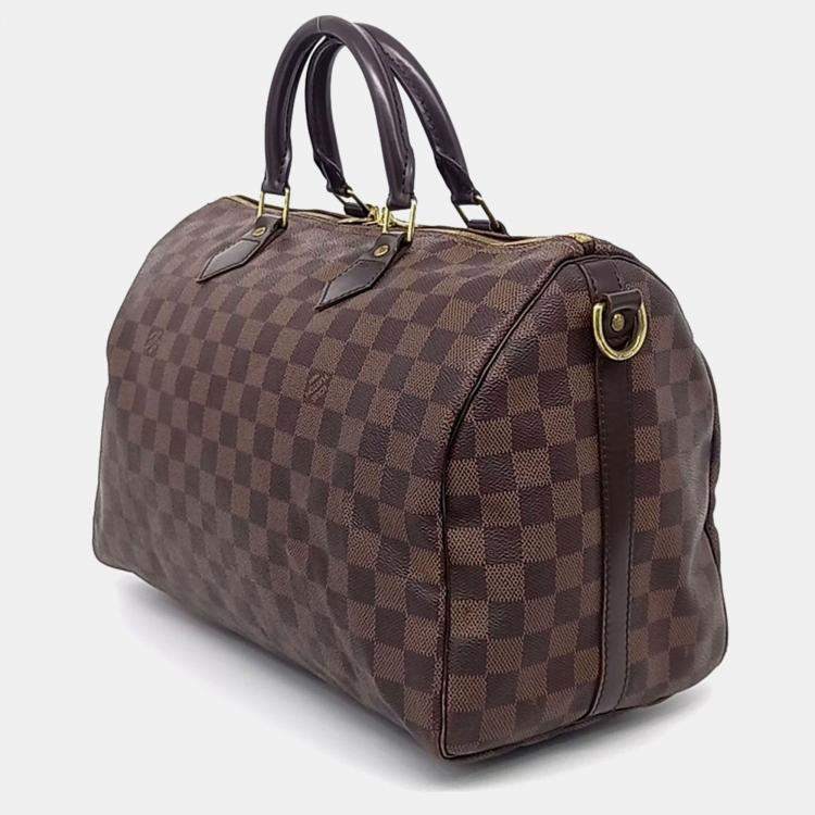 Pre Owned Louis Vuitton Brown Coated Canvas Damier Bandouliere Speedy 35