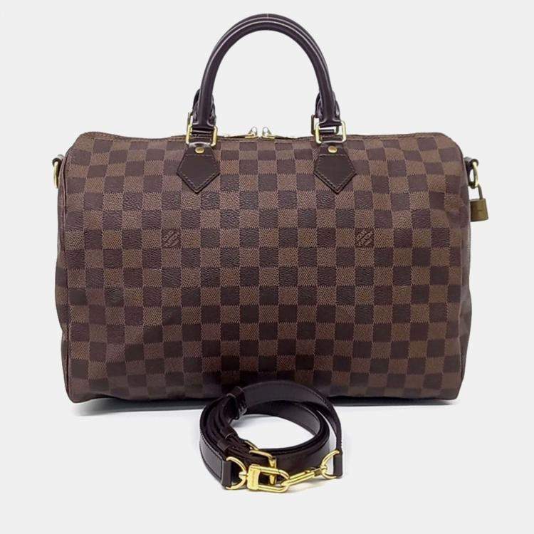 Pre Owned Louis Vuitton Brown Coated Canvas Damier Bandouliere Speedy 35