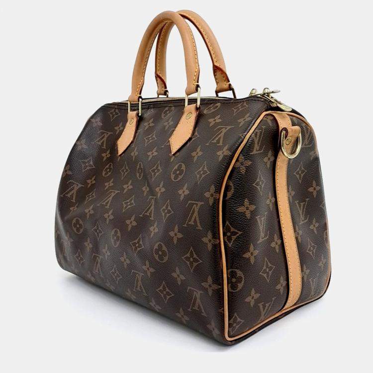 Pre Owned Louis Vuitton Brown Coated Canvas Monogram Bandouliere Speedy 30