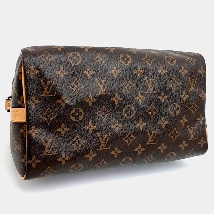 Pre Owned Louis Vuitton Brown Coated Canvas Monogram Bandouliere Speedy 30