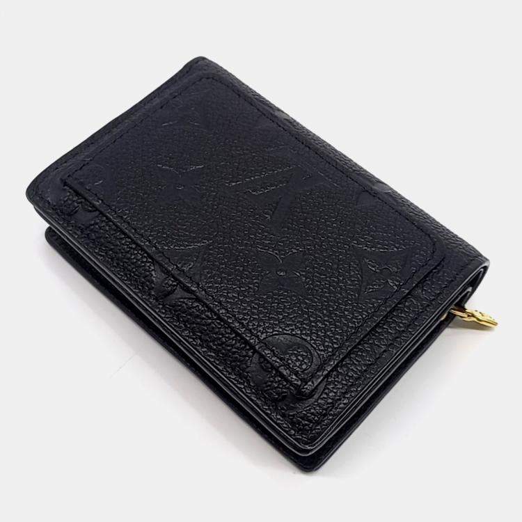 Pre Owned Louis Vuitton Black Leather Empreinte Medium Compact Wallet