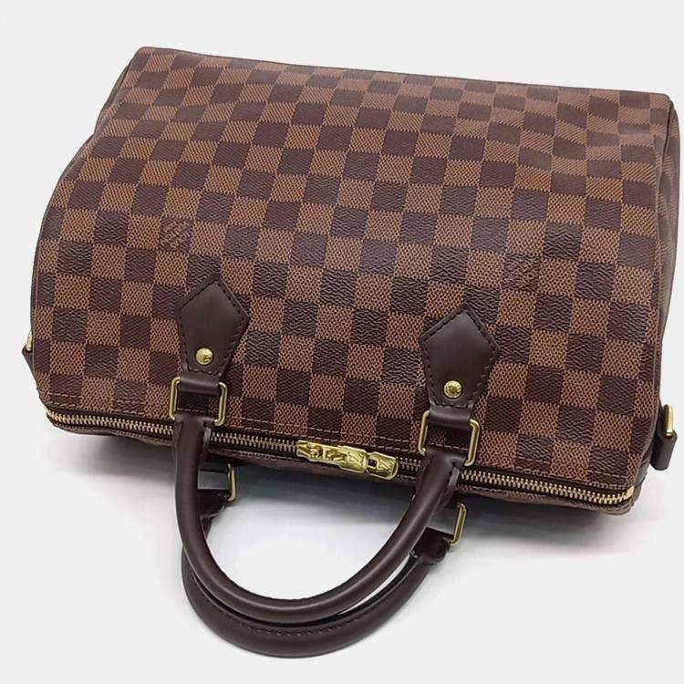 Pre Owned Louis Vuitton Brown Coated Canvas Damier Bandouliere Speedy 30