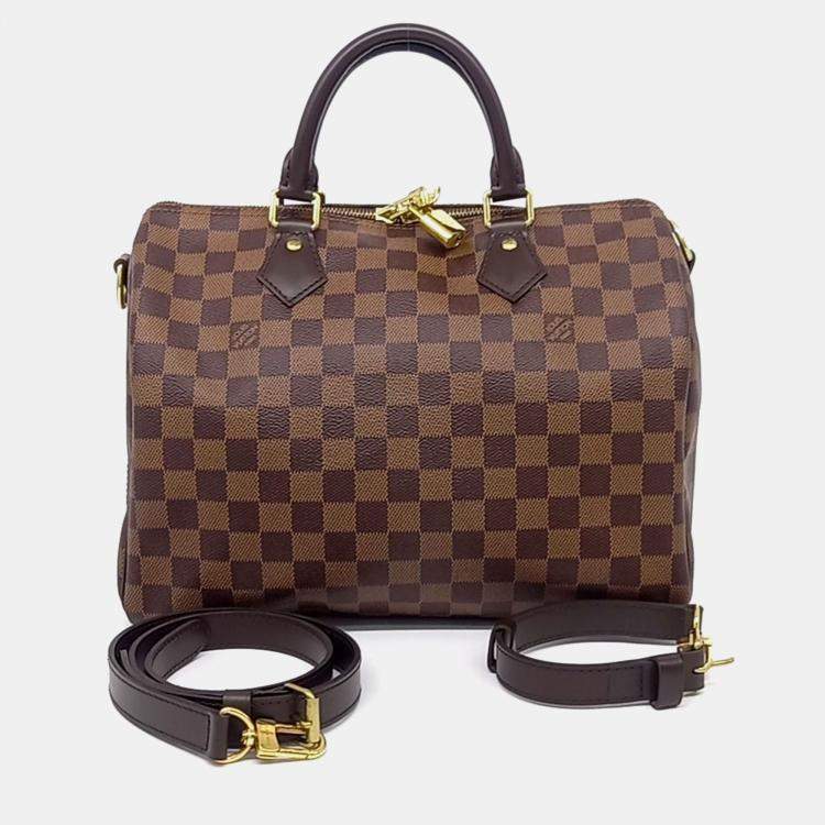 Pre Owned Louis Vuitton Brown Coated Canvas Damier Bandouliere Speedy 30