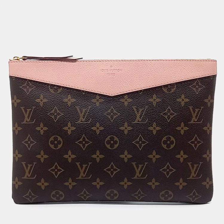 Pre Owned Louis Vuitton Brown Canvas Daily Clutch