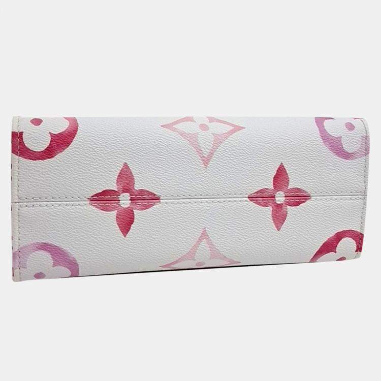 Pre Owned Louis Vuitton OnTheGo Pink White Coated Canvas PM