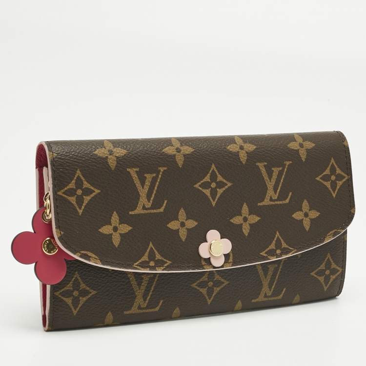 Pre Owned Louis Vuitton Fuchsia Monogram Canvas Bloom Flower Emilie Wallet