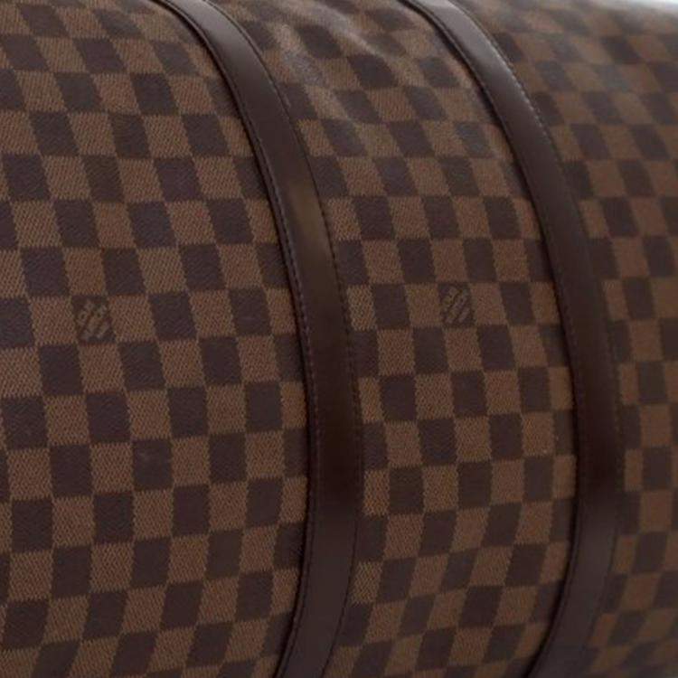 Pre Owned Louis Vuitton Brown Damier Ebene Keepall Bandouliere 55