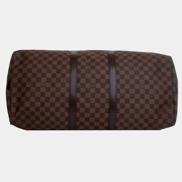 Pre Owned Louis Vuitton Brown Damier Ebene Keepall Bandouliere 55