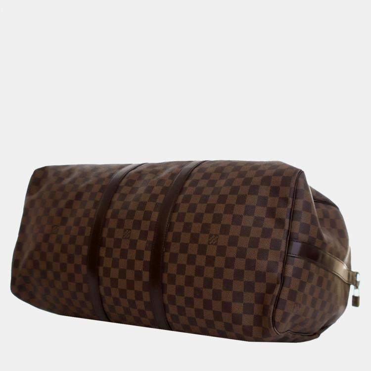 Pre Owned Louis Vuitton Brown Damier Ebene Keepall Bandouliere 55