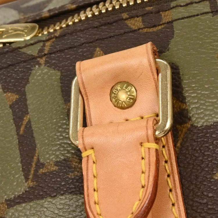 Pre Owned Louis Vuitton Khaki Monogram Graffiti Keepall 50 Duffle Bag
