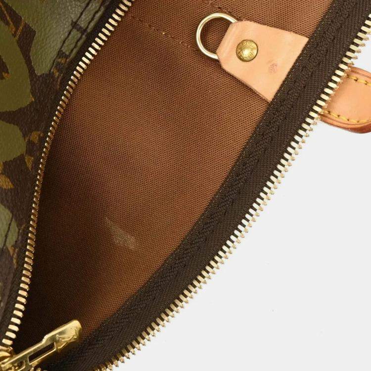 Pre Owned Louis Vuitton Khaki Monogram Graffiti Keepall 50 Duffle Bag