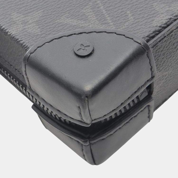 Pre Owned Louis Vuitton Black Monogram Eclipse Soft Trunk Wallet Crossbody