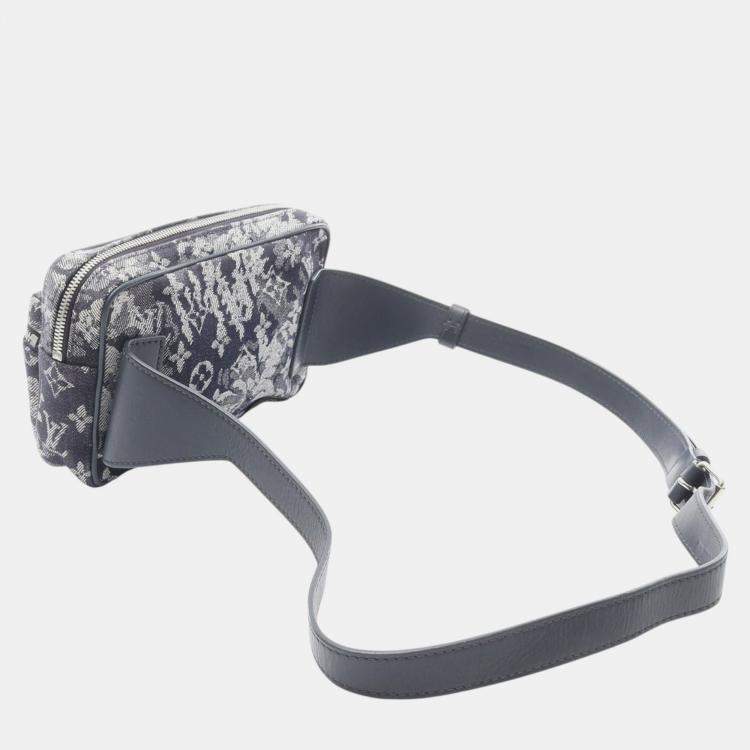 Pre Owned Louis Vuitton Blue Monogram Tapestry Outdoor Bumbag