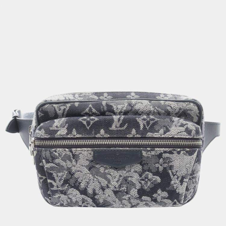 Pre Owned Louis Vuitton Blue Monogram Tapestry Outdoor Bumbag