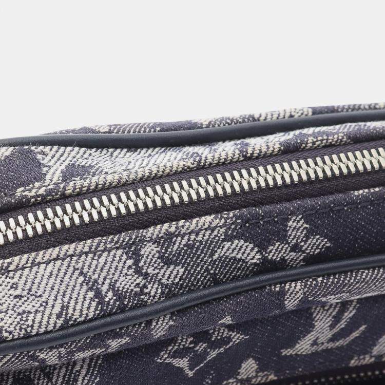 Pre Owned Louis Vuitton Blue Monogram Tapestry Outdoor Bumbag
