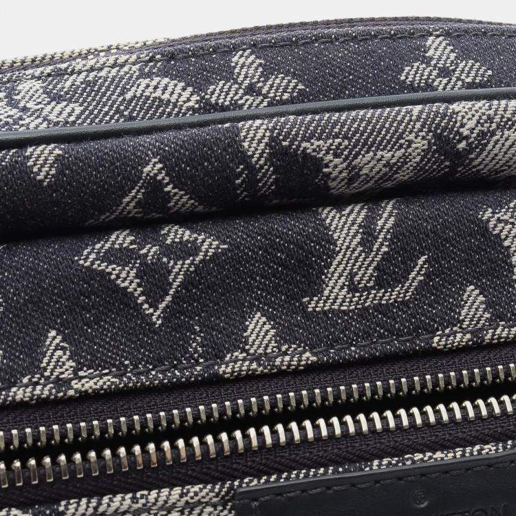 Pre Owned Louis Vuitton Blue Monogram Tapestry Outdoor Bumbag