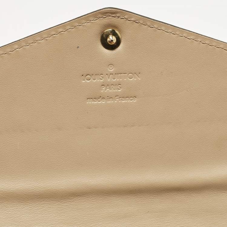Pre Owned Louis Vuitton Blanc Corail Monogram Vernis Sarah Wallet