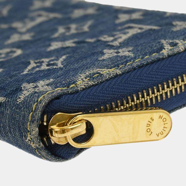 Pre Owned Louis Vuitton Blue Monogram Denim Zippy Wallet