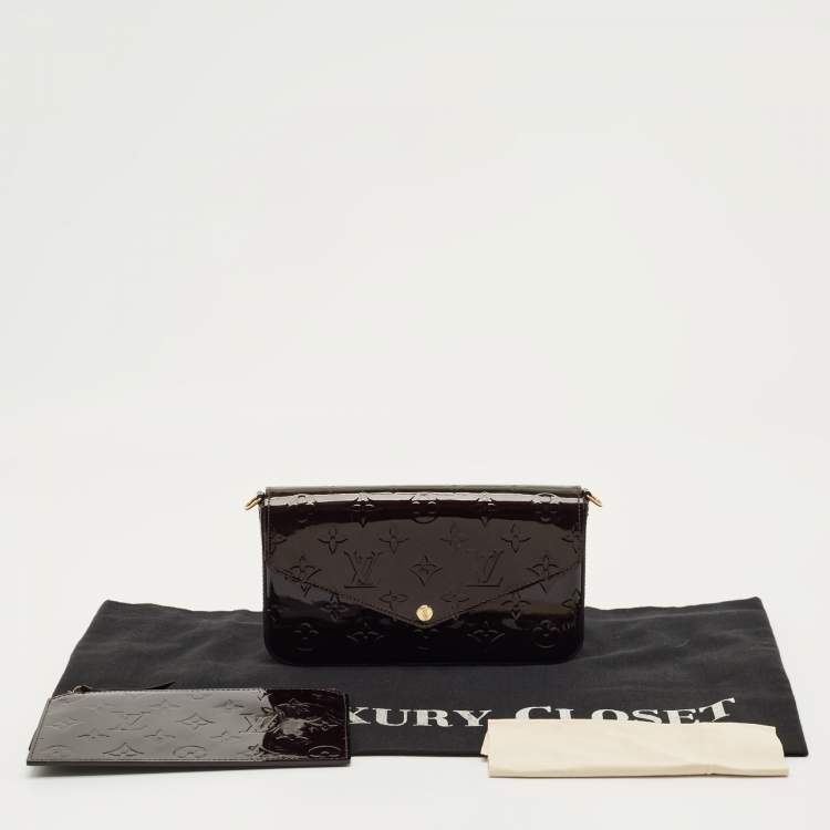 Pre Owned Louis Vuitton Amarante Monogram Vernis Pochette Felicie Bag