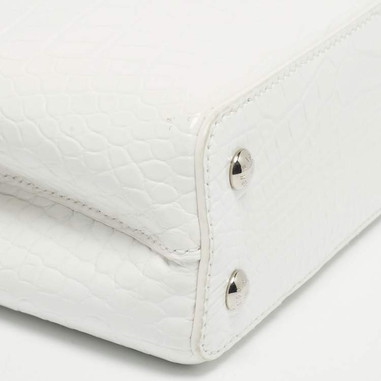 Pre Owned Louis Vuitton White Alligator Mini Capucines Bag