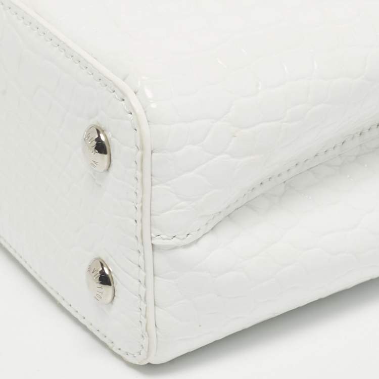 Pre Owned Louis Vuitton White Alligator Mini Capucines Bag