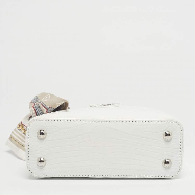 Pre Owned Louis Vuitton White Alligator Mini Capucines Bag