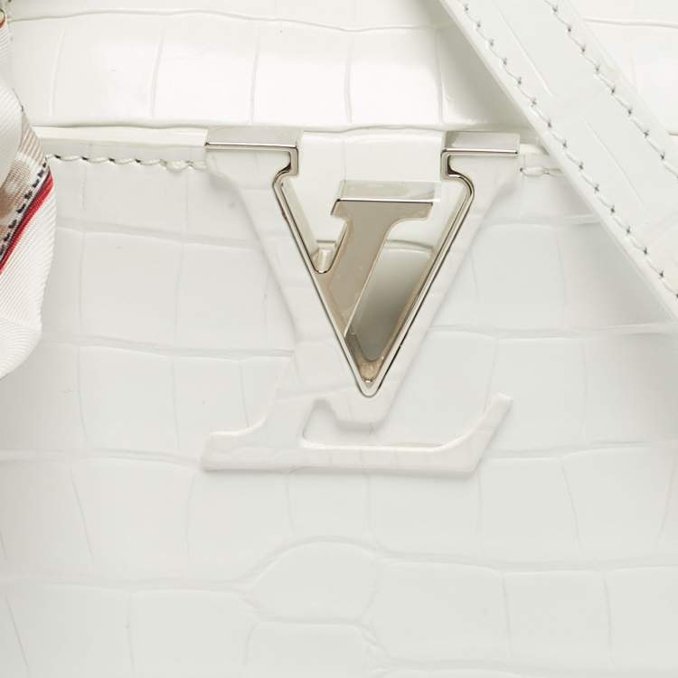 Pre Owned Louis Vuitton White Alligator Mini Capucines Bag