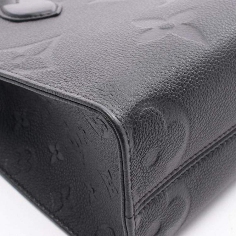 Pre Owned Louis Vuitton On The Go Pm Handbag In Monogram Empreinte Leather  Black