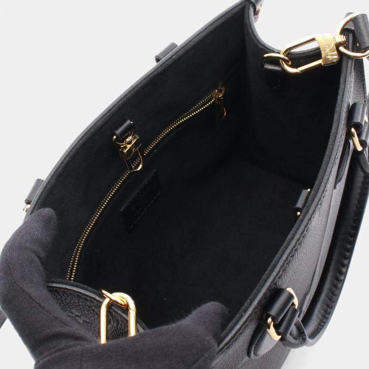 Pre Owned Louis Vuitton On The Go Pm Handbag In Monogram Empreinte Leather  Black