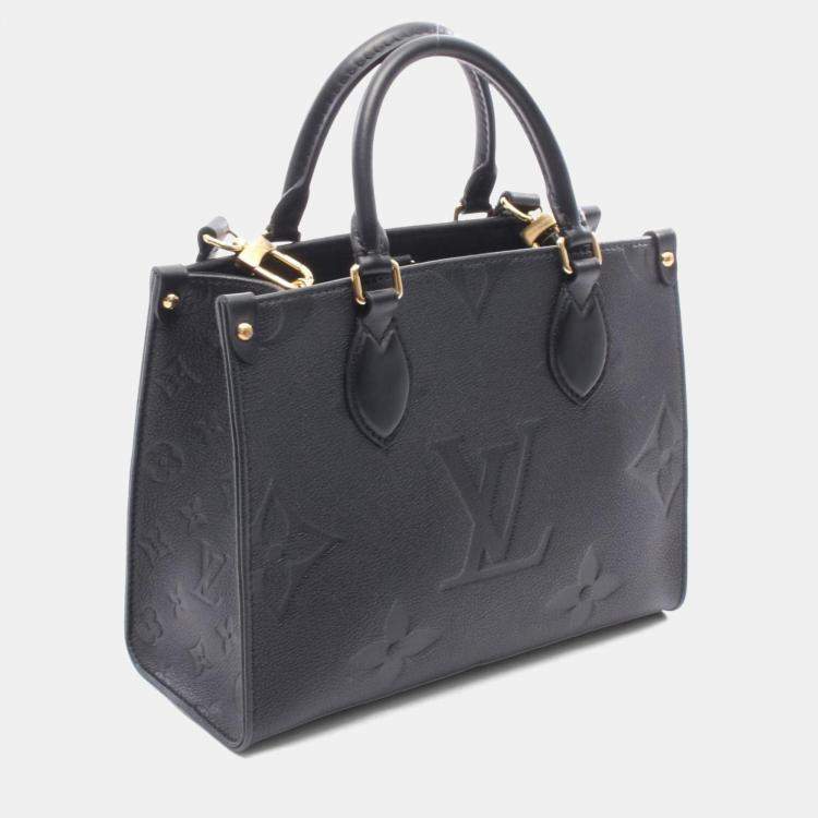 Pre Owned Louis Vuitton On The Go Pm Handbag In Monogram Empreinte Leather  Black