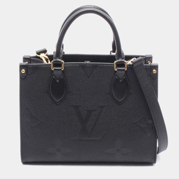 Pre Owned Louis Vuitton On The Go Pm Handbag In Monogram Empreinte Leather  Black