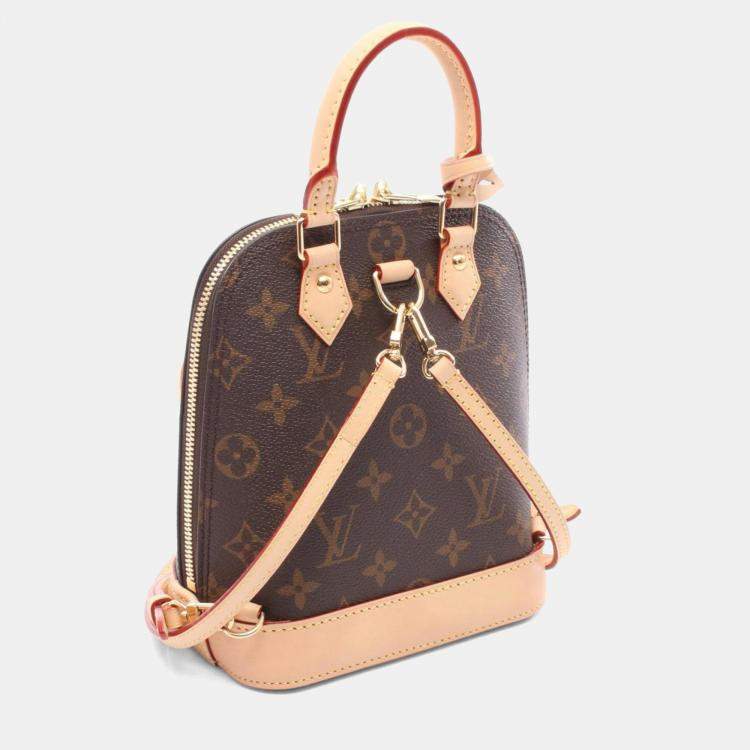 Pre Owned Louis Vuitton Alma Backpack  Coated Canvas And Leather  Monogram  Brown
