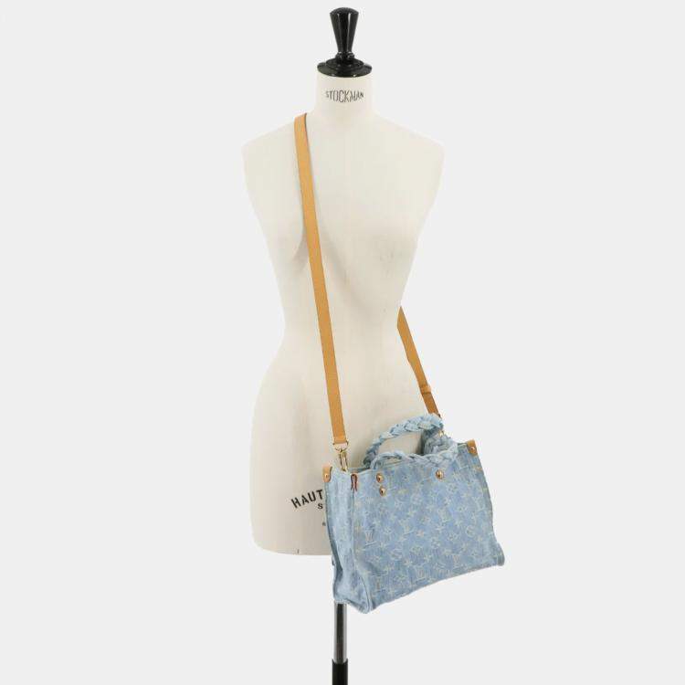 Pre Owned Louis Vuitton Lv By The Pool Let Go 2-Way Hand Shoulder Bag Monogram Denim Sky Blue
