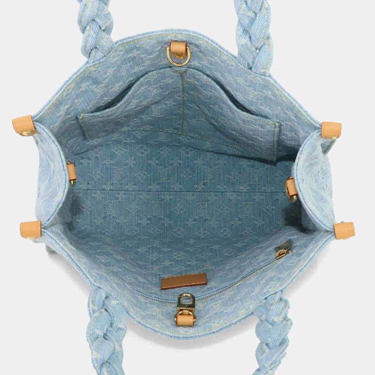 Pre Owned Louis Vuitton Lv By The Pool Let Go 2-Way Hand Shoulder Bag Monogram Denim Sky Blue