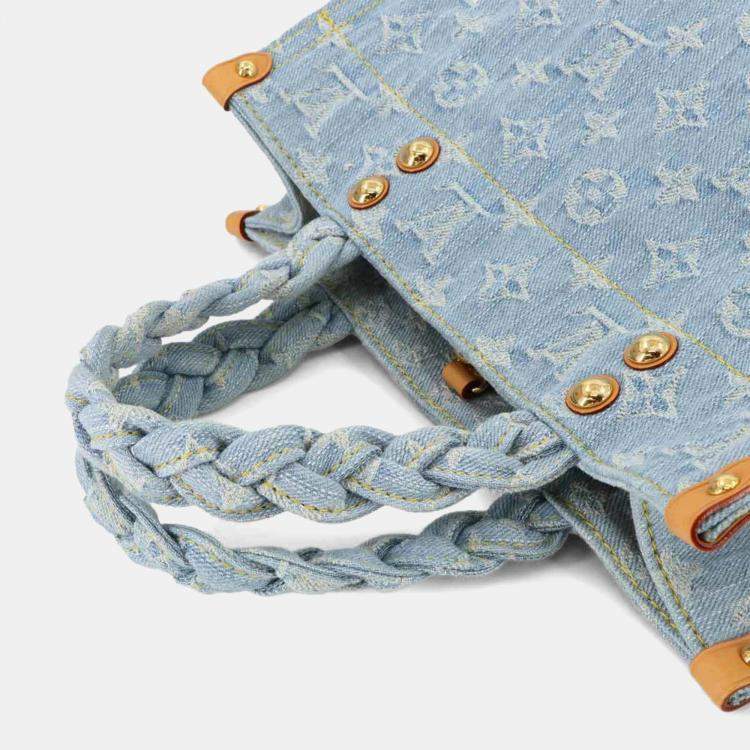Pre Owned Louis Vuitton Lv By The Pool Let Go 2-Way Hand Shoulder Bag Monogram Denim Sky Blue