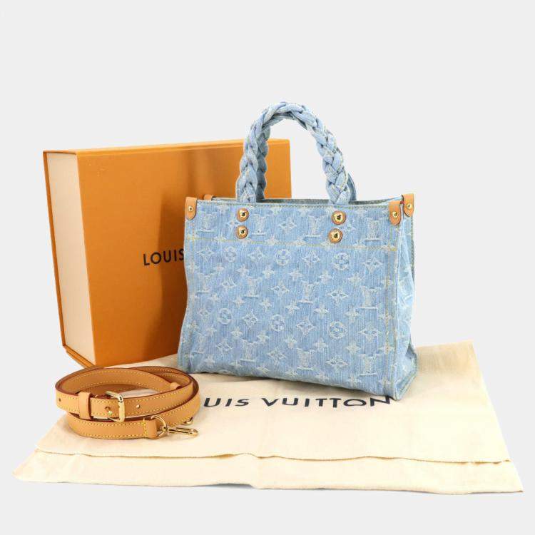 Pre Owned Louis Vuitton Lv By The Pool Let Go 2-Way Hand Shoulder Bag Monogram Denim Sky Blue