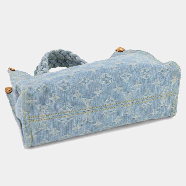 Pre Owned Louis Vuitton Lv By The Pool Let Go 2-Way Hand Shoulder Bag Monogram Denim Sky Blue