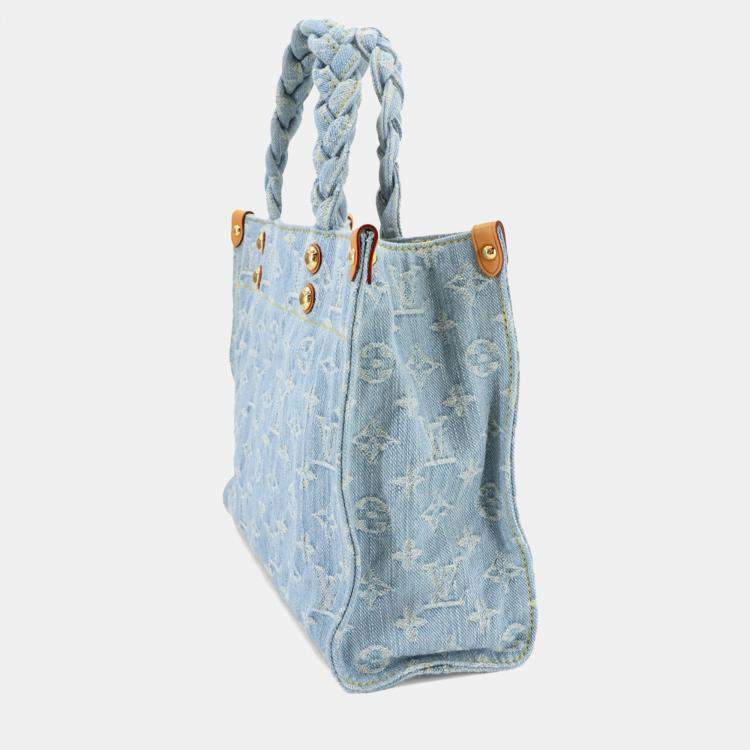 Pre Owned Louis Vuitton Lv By The Pool Let Go 2-Way Hand Shoulder Bag Monogram Denim Sky Blue