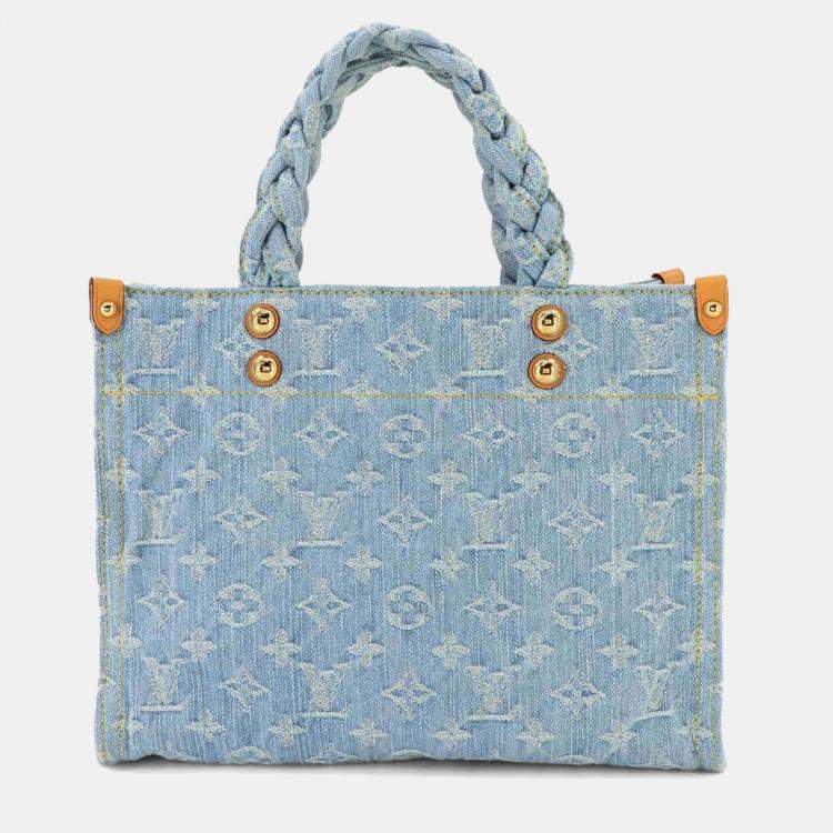 Pre Owned Louis Vuitton Lv By The Pool Let Go 2-Way Hand Shoulder Bag Monogram Denim Sky Blue