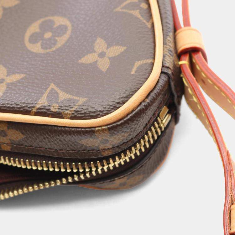 Pre Owned Louis Vuitton Croissant Brown Coated Canvas Leather Shoulder Bag