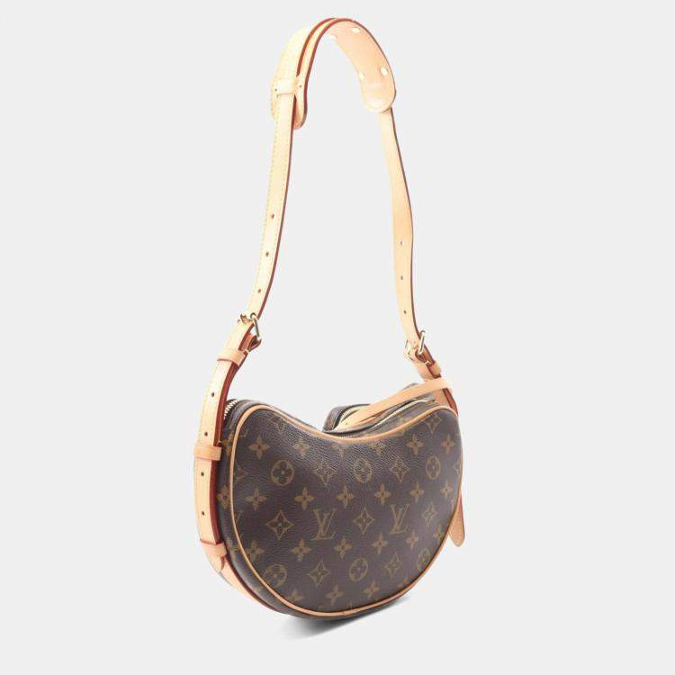 Pre Owned Louis Vuitton Croissant Brown Coated Canvas Leather Shoulder Bag
